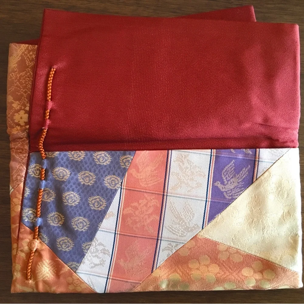 Vintage Hokkaido Hand Woven Folks Craft Silk Clutch in Original Box w Papers